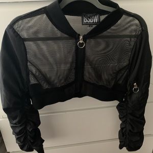 Cropped see through zip up